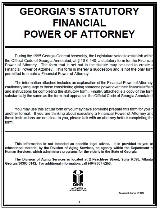 Free Printable Durable Power Of Attorney Form For Georgia Printable 