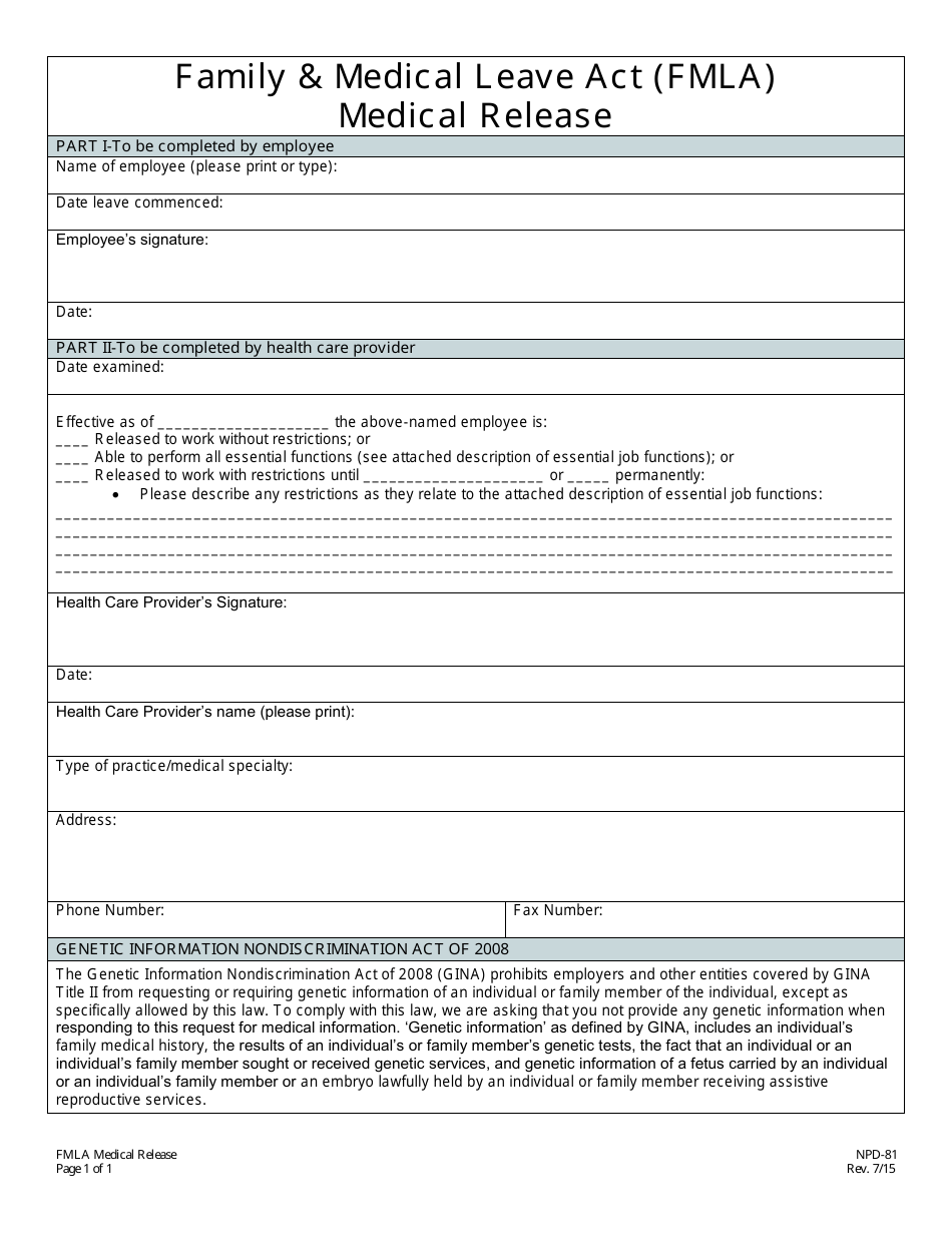Free Printable Fmla Forms Printable Forms Free Online