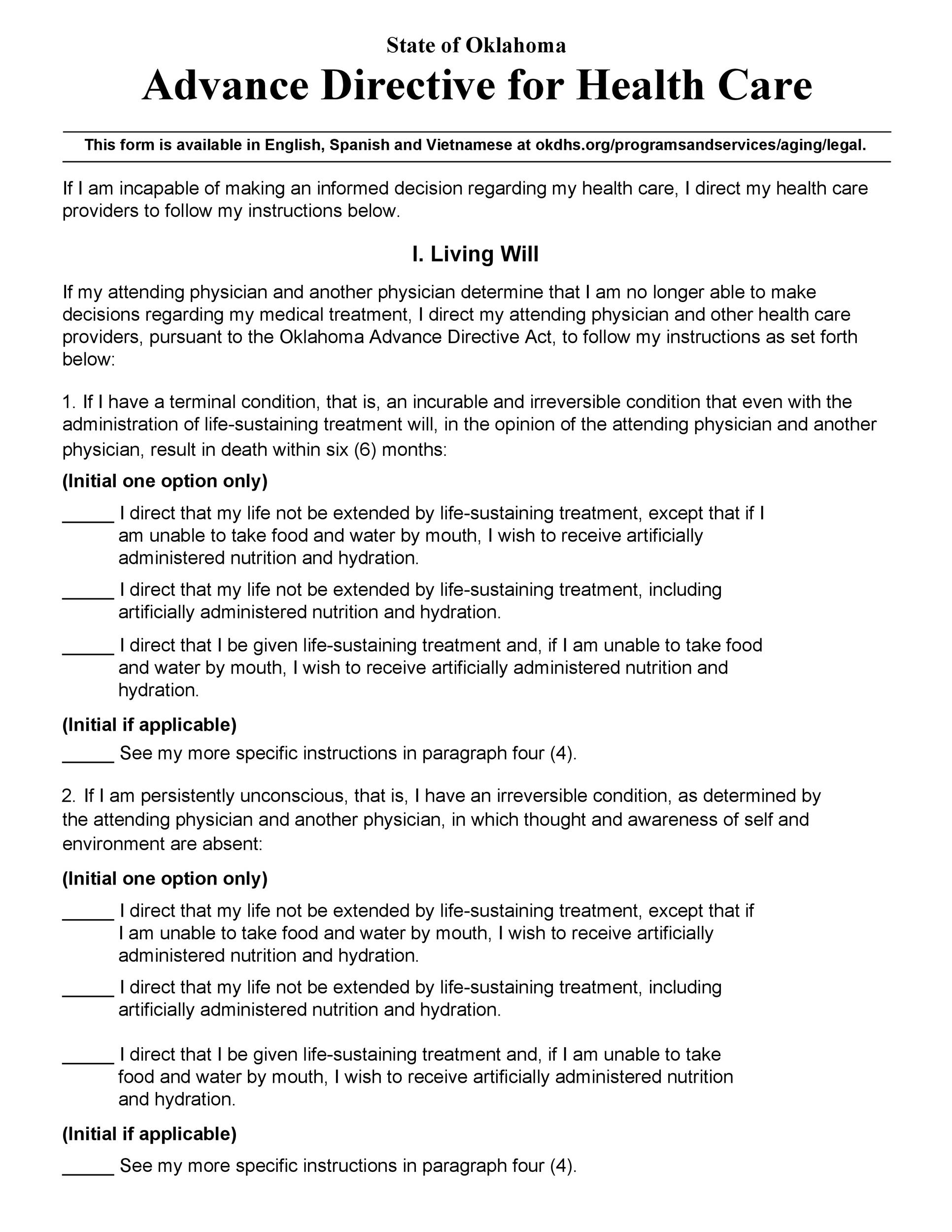 Free Printable Forms For Living Wills Printable Forms Free Online