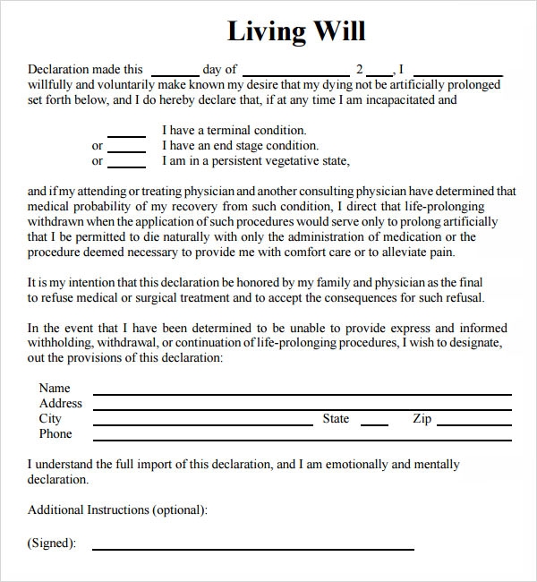 Free Printable Forms For Living Wills Printable Forms Free Online