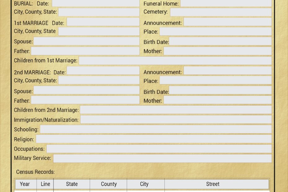 Free Printable Genealogy Forms Individual Worksheet Printable Forms
