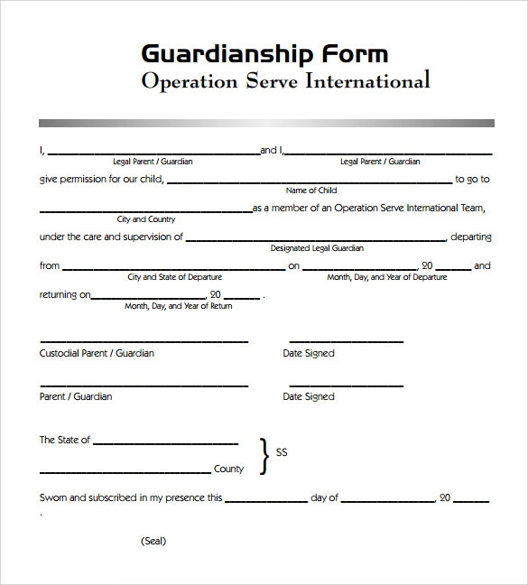 Free Printable Guardianship Forms Im Printable Forms Free Online