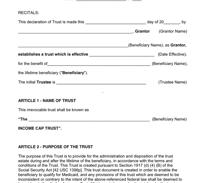 Free Printable Irrevocable Trust Form Printable Forms Free Online