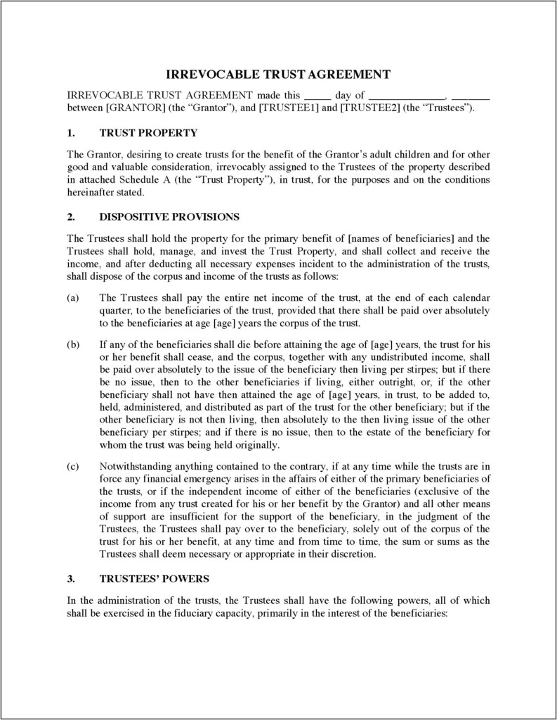 Free Printable Irrevocable Trust Form StreetDanceInternational