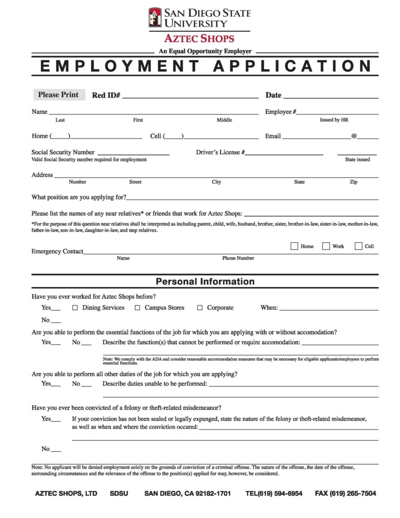 Free Printable Job Application Form NewFreePrintable