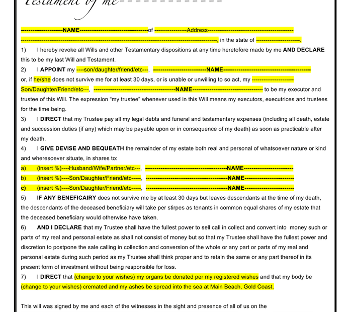Free Printable Last Will And Testament Form Printable Forms Free Online