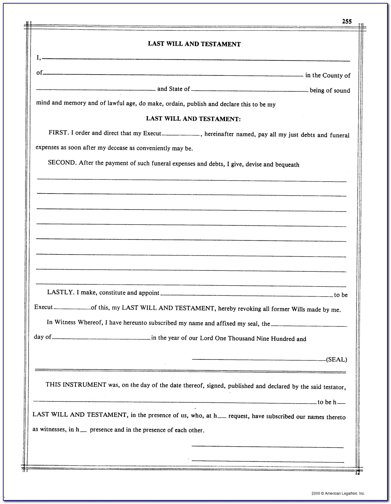 Free Printable Last Will And Testament Forms Free Printable