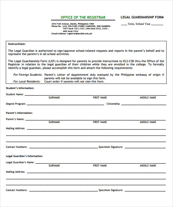 Free Printable Legal Guardianship Forms Printable Form 2024