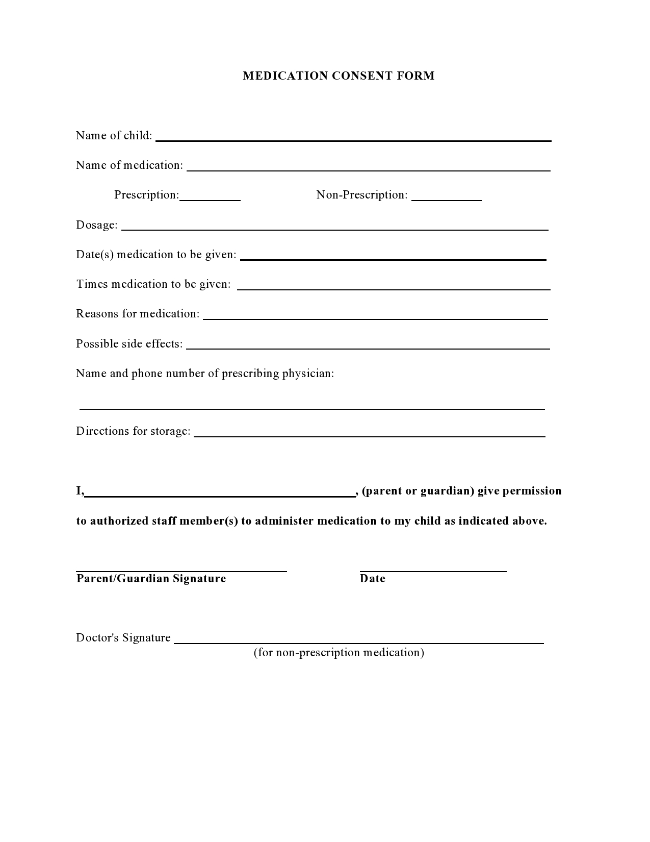 Free Printable Medical Consent Form For Minor Child Printable Forms 