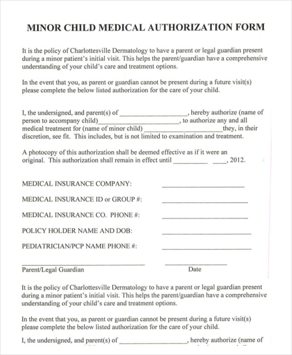 Free Printable Medical Consent Form For Minor Printable Forms Free Online