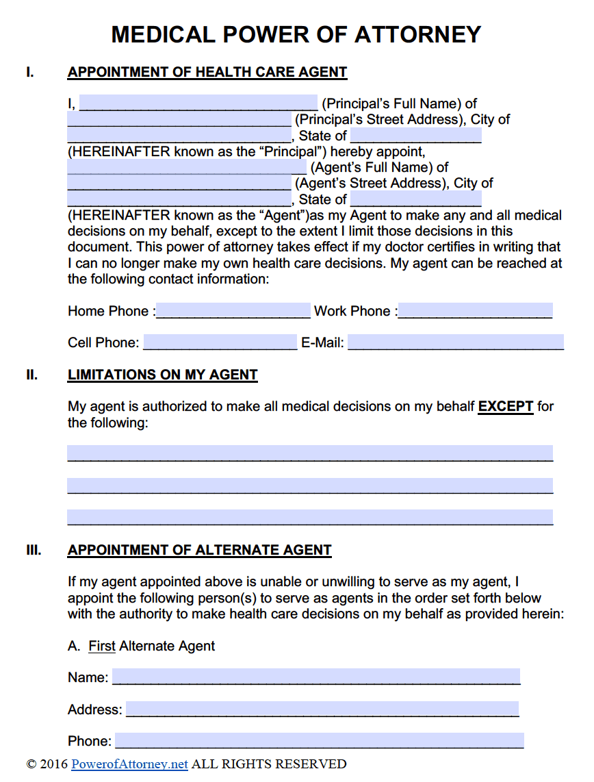 Free Printable Medical Poa Form Printable Form 2024