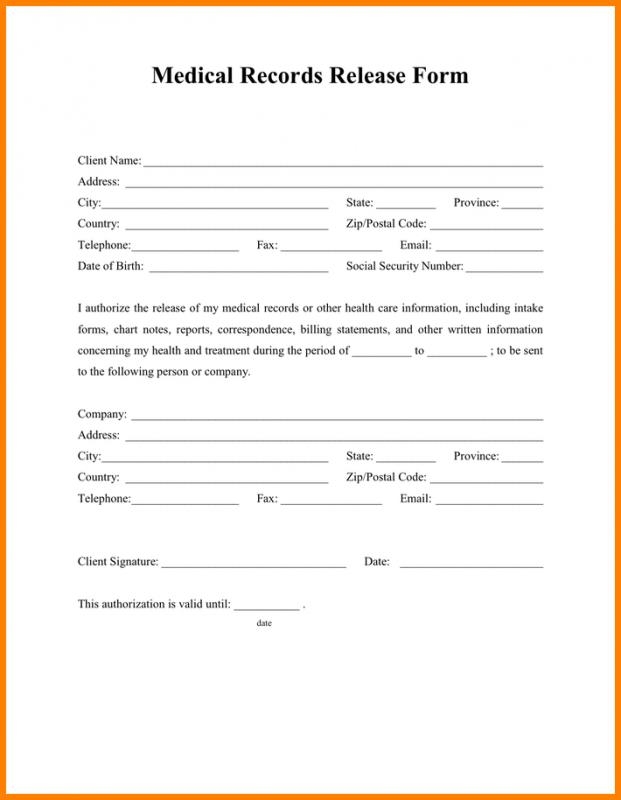 Free Printable Medical Records Release Form Printable Forms Free Online