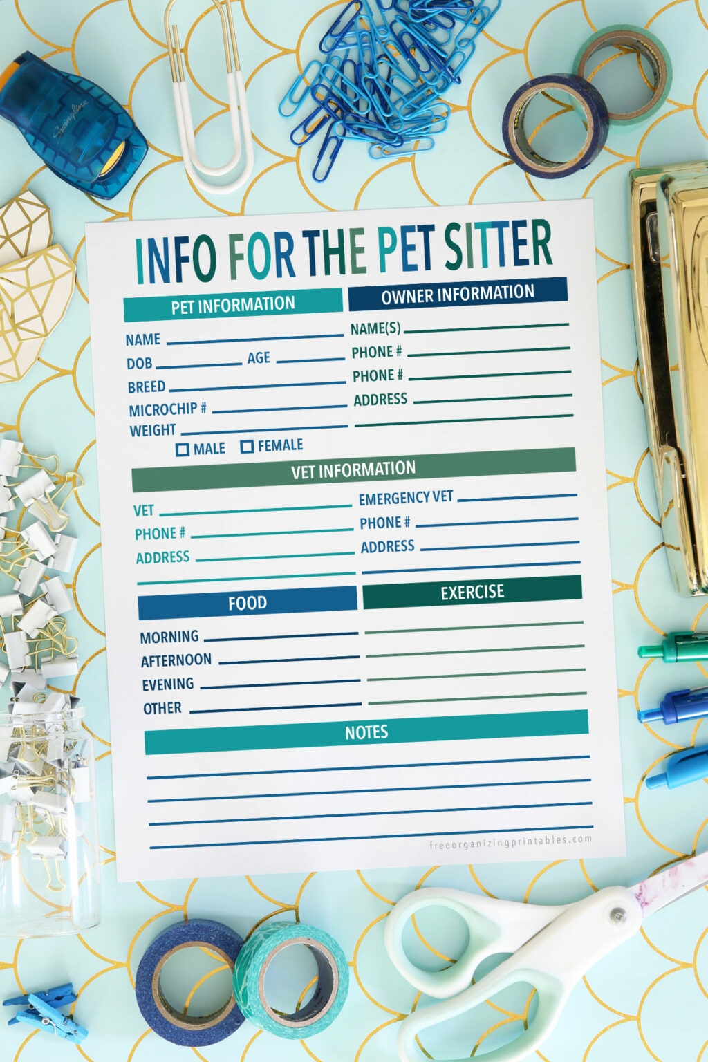 Free Printable Pet Sitting Forms Free Organizing Printables