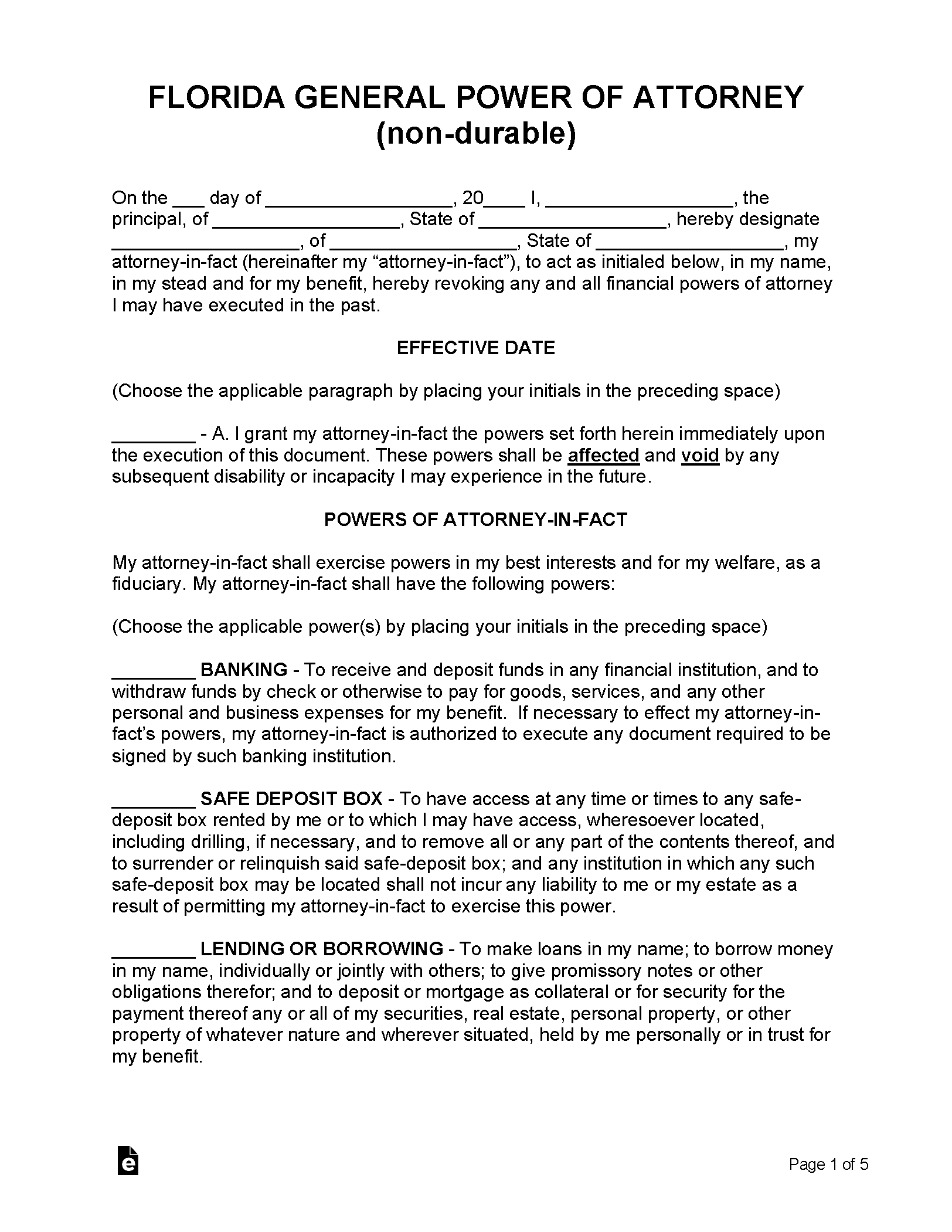 Free Printable Power Of Attorney Form Florida Printable Free 