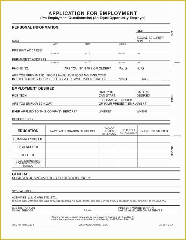 Free Printable Spanish Job Application Printable Application