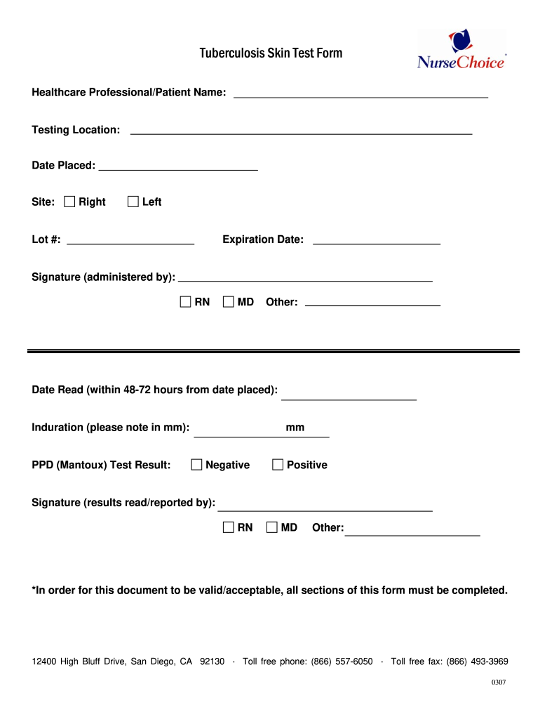 Free Printable Tb Test Form Printable Lab