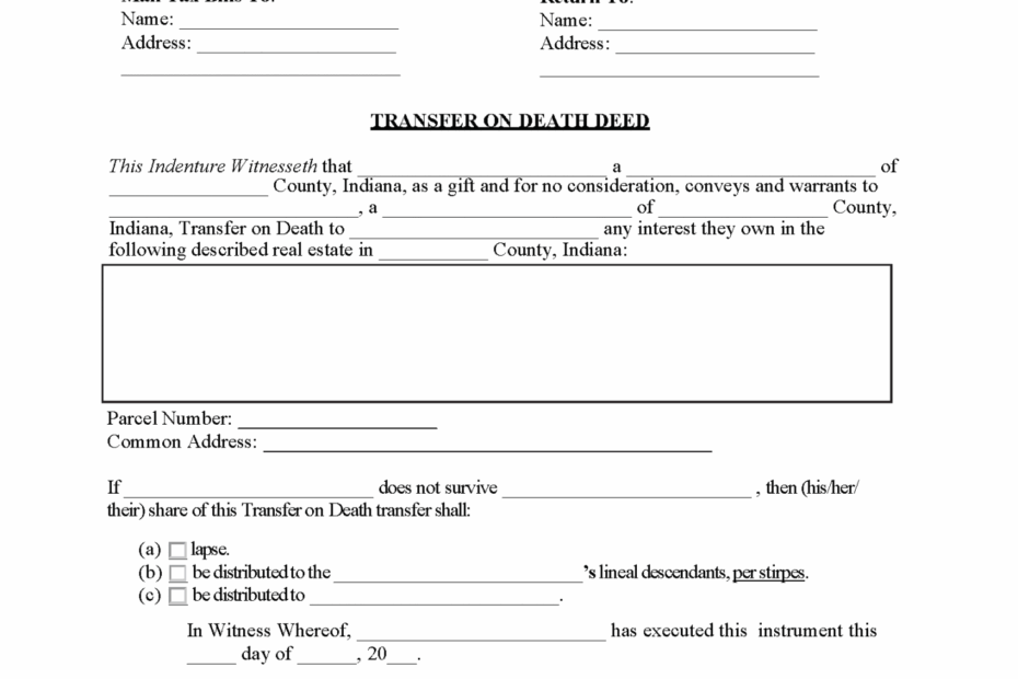 Free Printable Transfer On Death Deed Form FREE Printable HQ