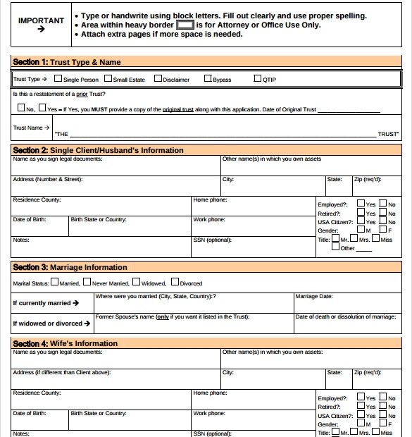 Free Printable Trust Forms Printable Forms Free Online