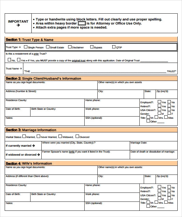 Free Printable Trust Forms Printable Forms Free Online