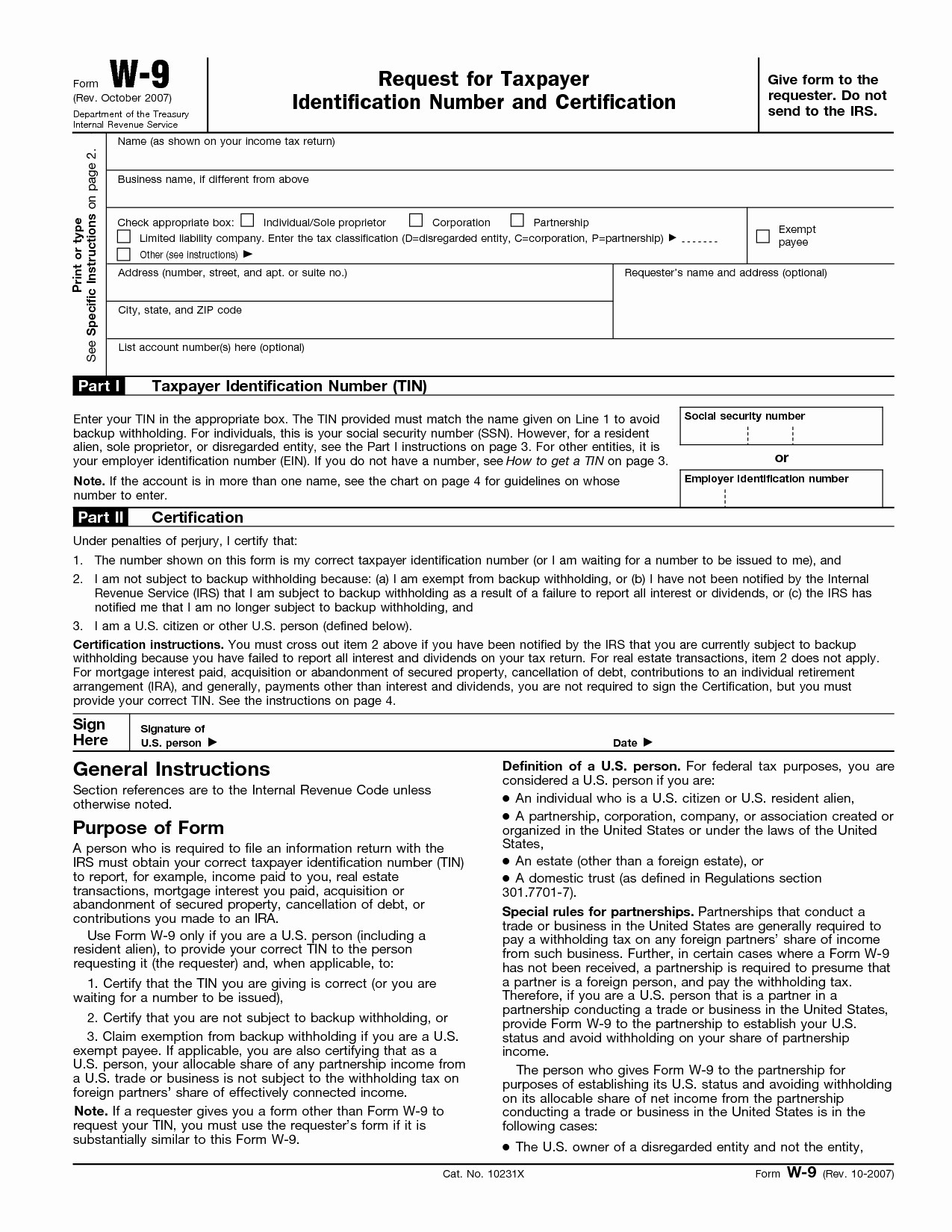 Free Printable W 9 Tax Form Printable Form 2024