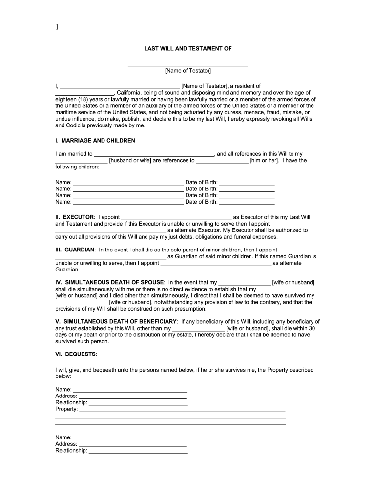 Free Printable Will Forms Uk Printable Forms Free Online