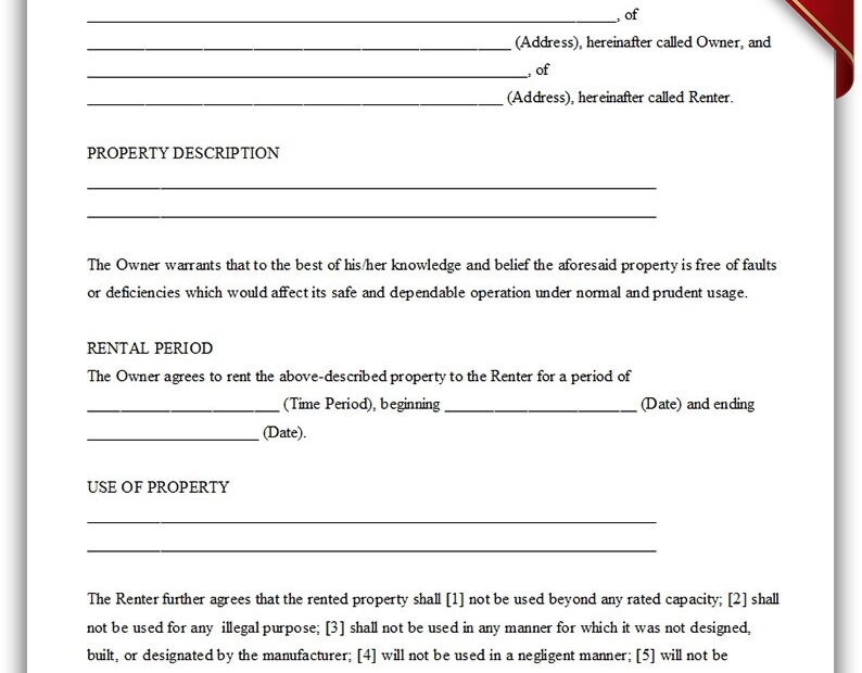 Free Rental Agreement Forms Printable Printable Forms Free Online