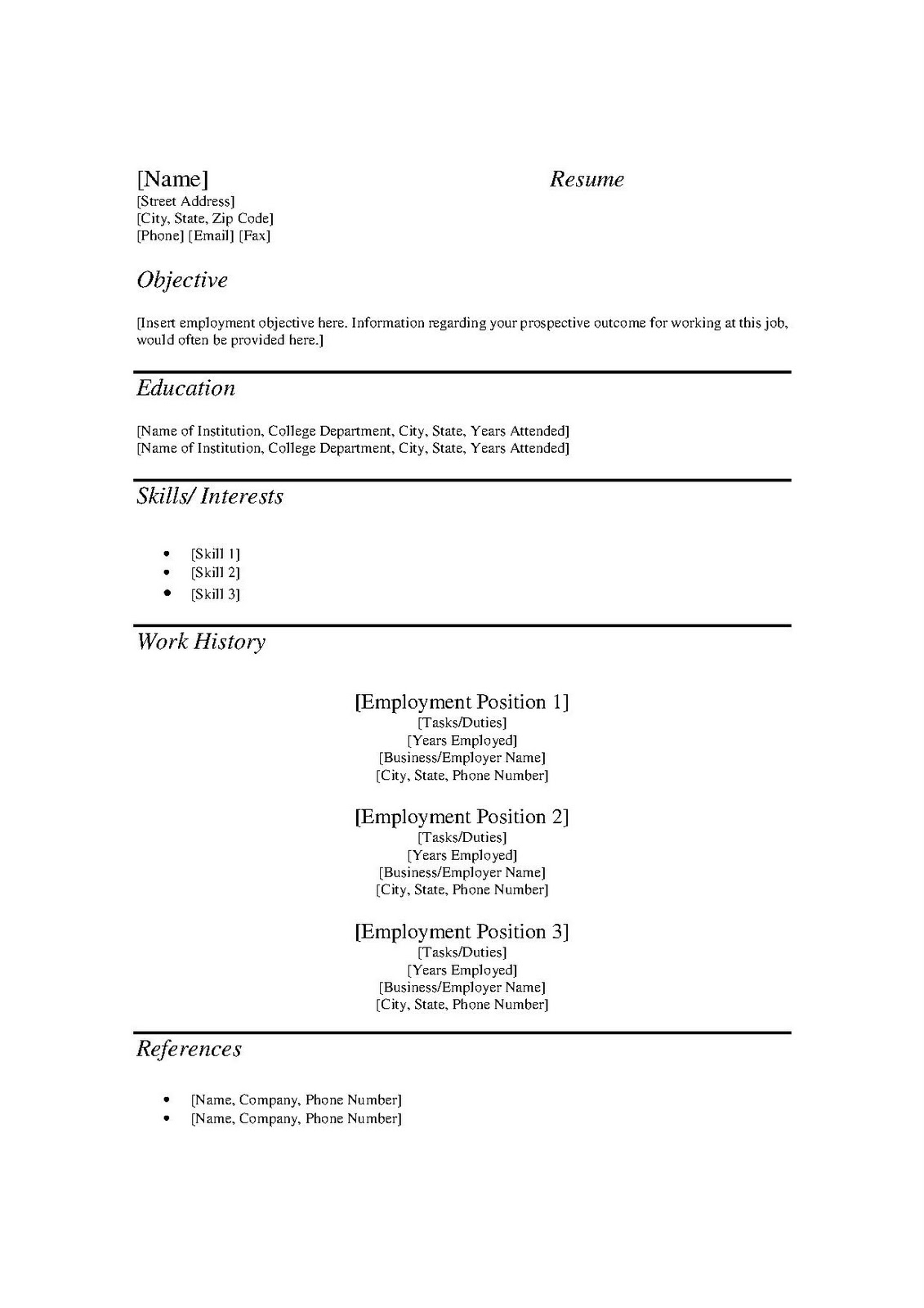 Free Resume Printable Forms Printable Forms Free Online
