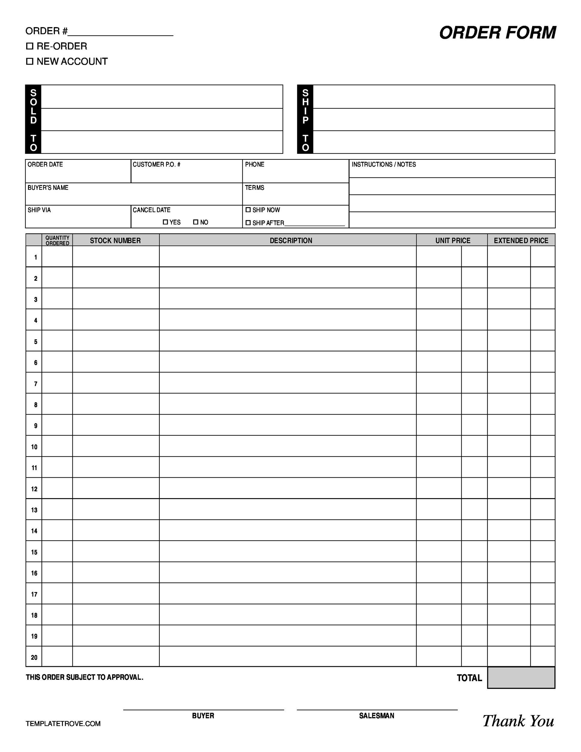 Generic Work Order Form Printable Order Form Template Vrogue co