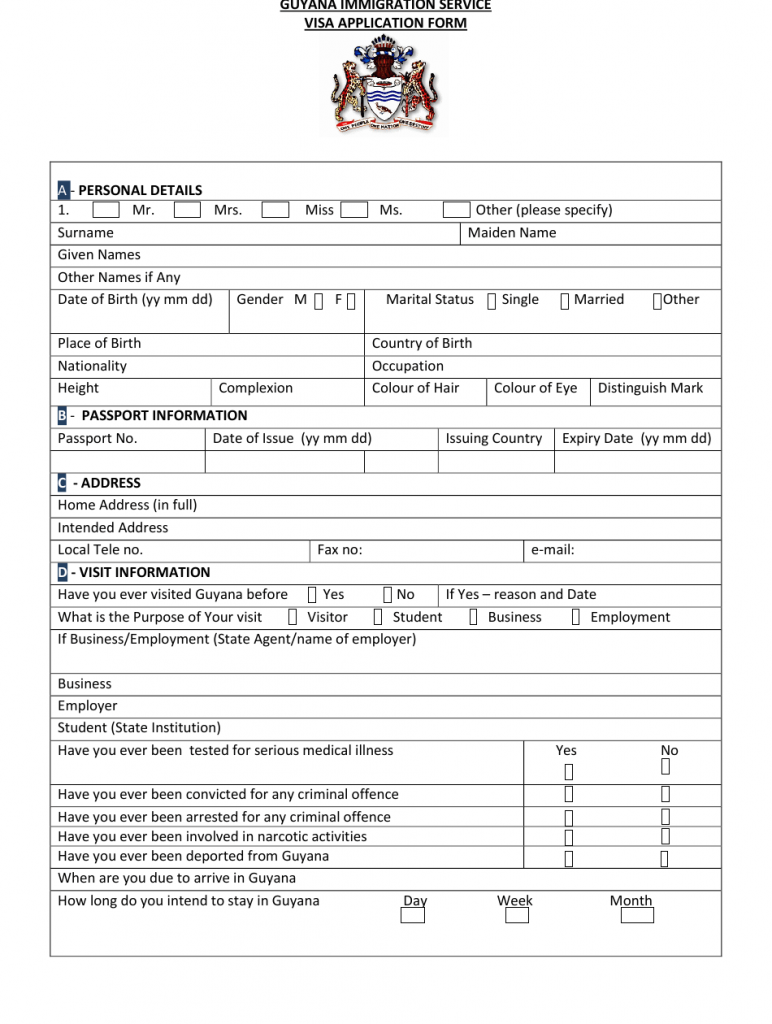 Guyana Passport Renewal Application Form Printable Form 2024