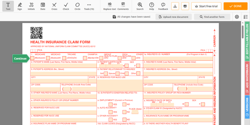 HCFA 1500 Claim Form gt CMS 1500 Form Free Printable Fillable Blank 