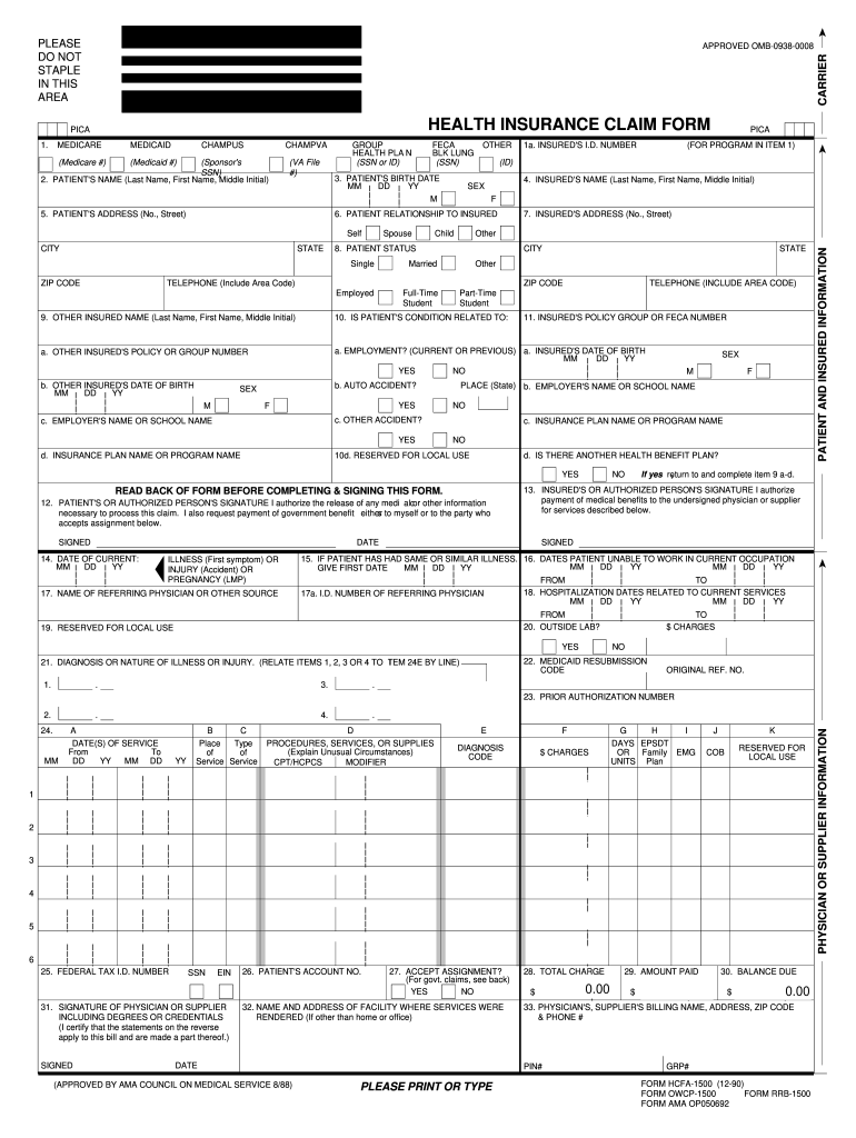 Hcfa 1500 Form Printable Printable Forms Free Online