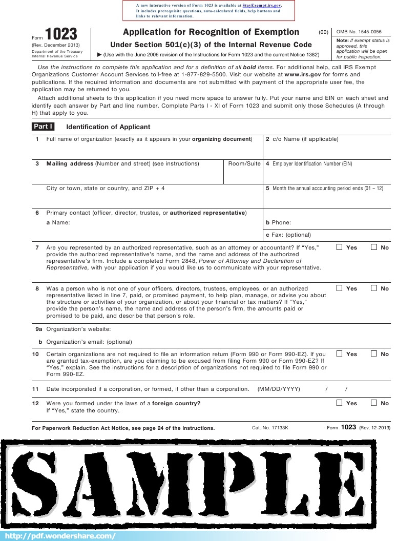 Irs Form 1023 Printable Printable Forms Free Online