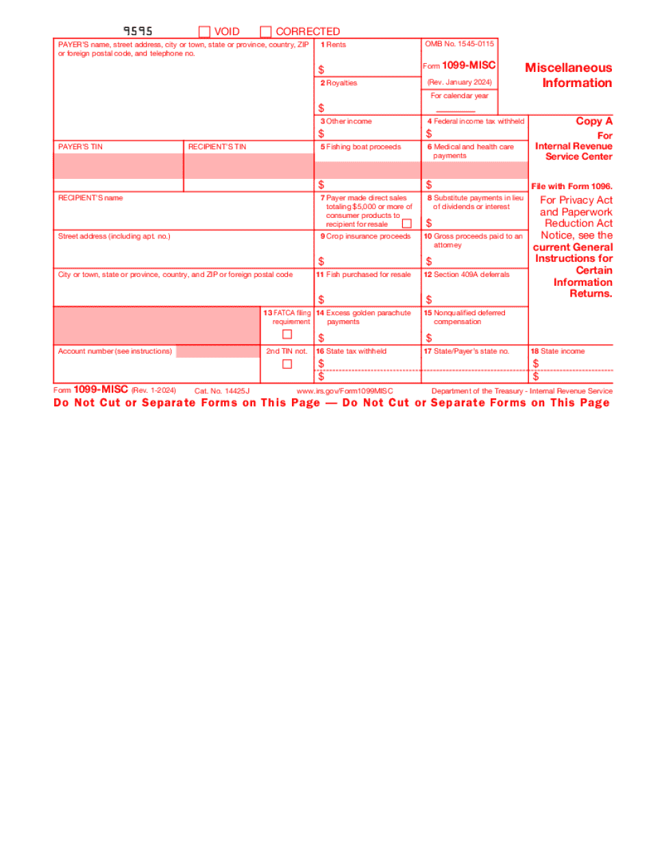 Irs Form 1099 Misc 2024 2025 Fill Online Printable Fillable Blank