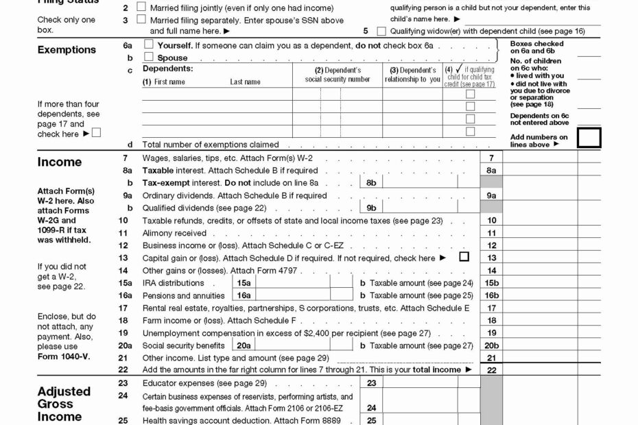 Irs Printable Form 1040 Printable Forms Free Online