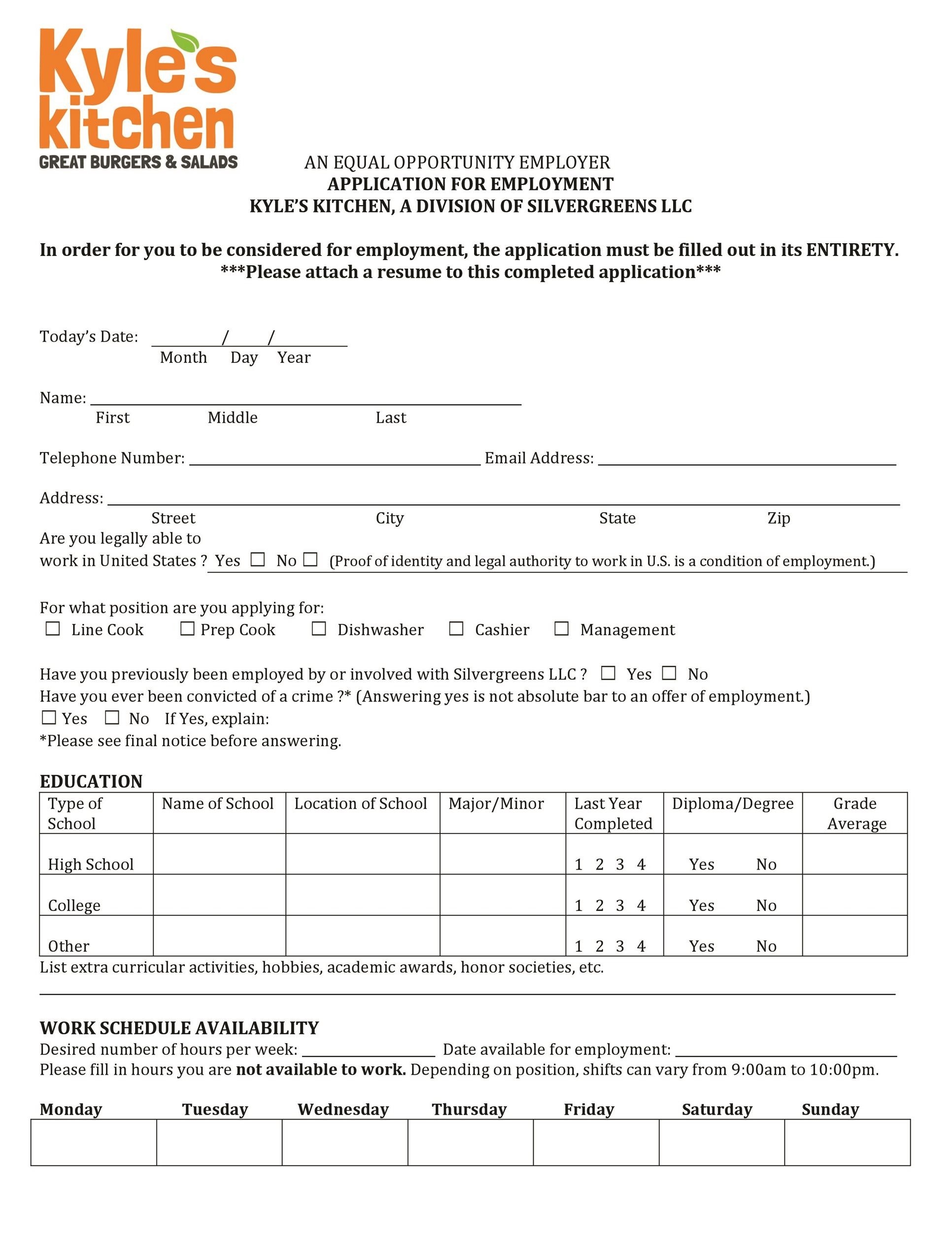 Job Application Forms Printable Printable Forms Free Online