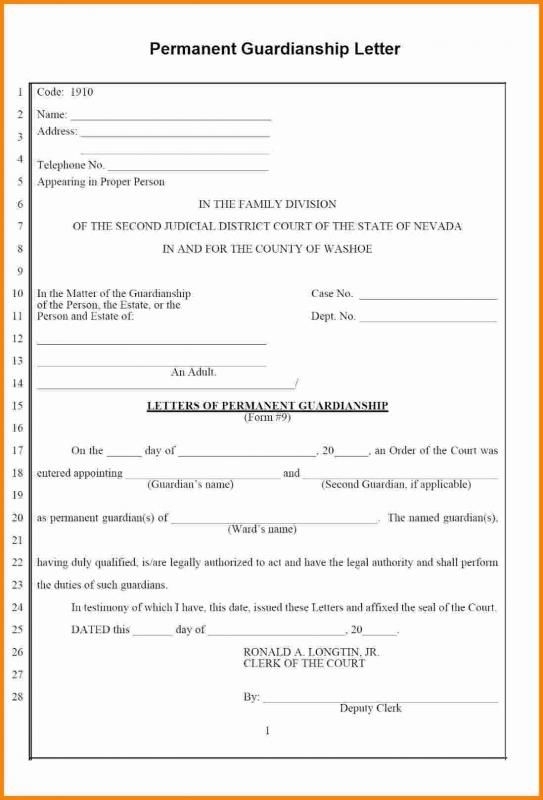 Legal Guardianship Free Printable Guardianship Forms Printable Forms 
