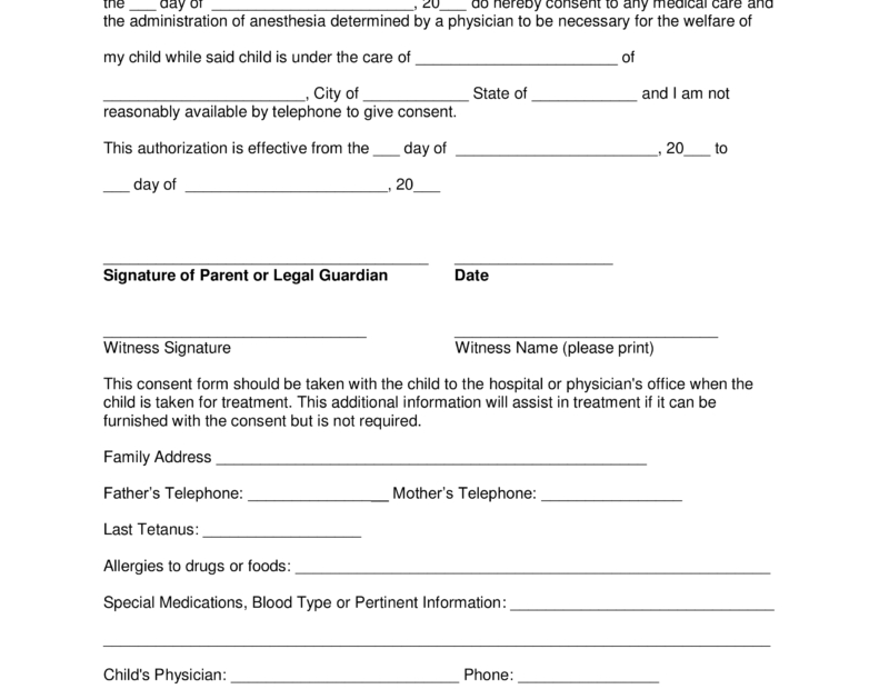 Medical Authorization Form For Grandparents For More Medical Free
