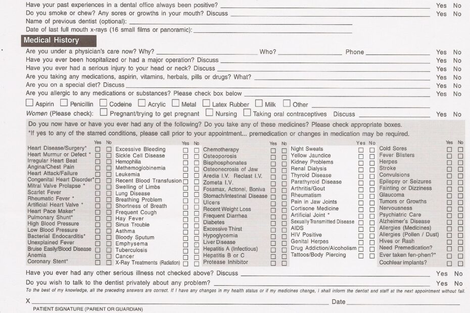 Medical History Form Printable Printable Forms Free Online