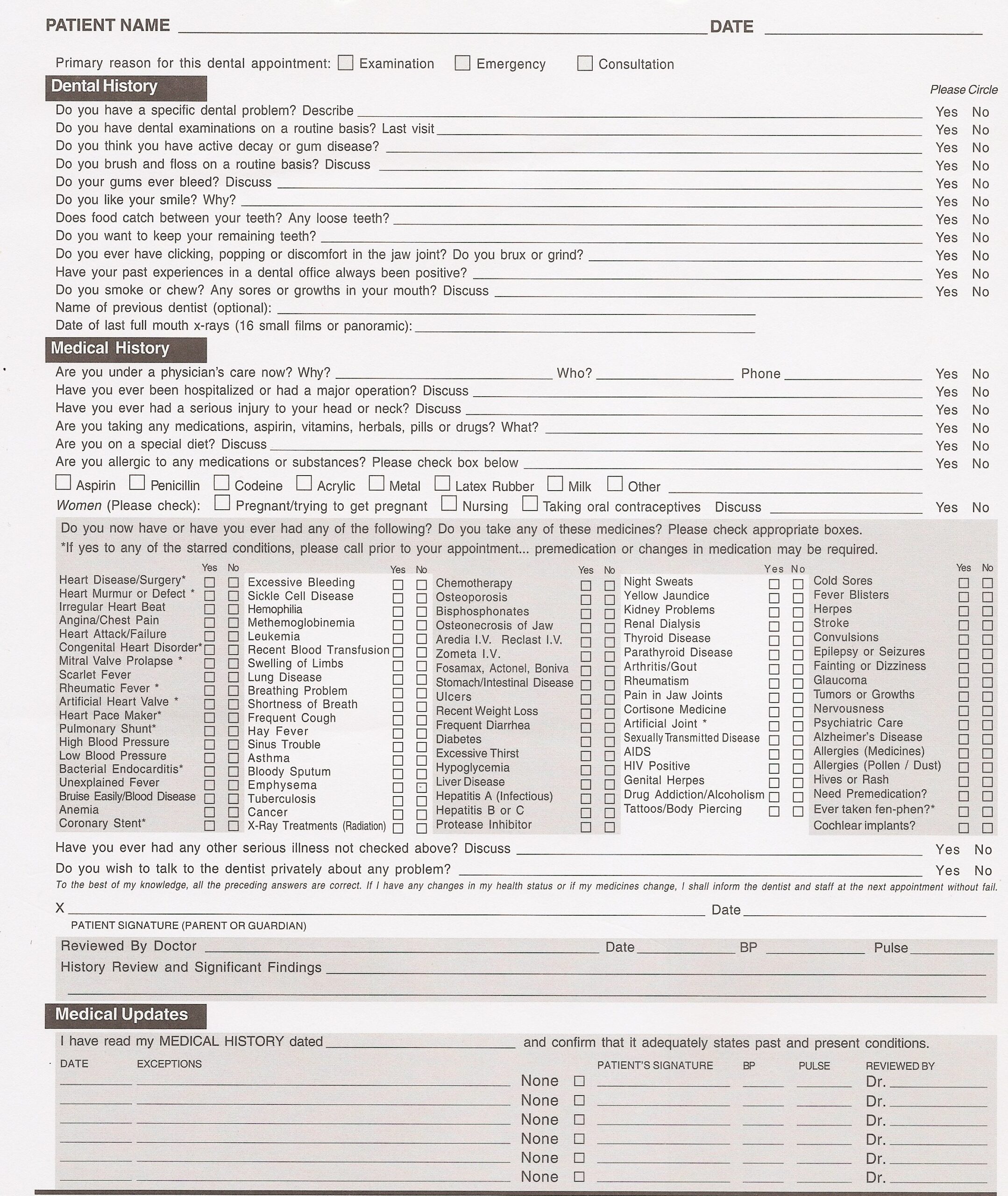 Medical History Form Printable Printable Forms Free Online