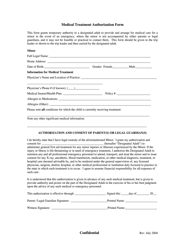Medical Treatment Free Printable Child Medical Consent Form For 