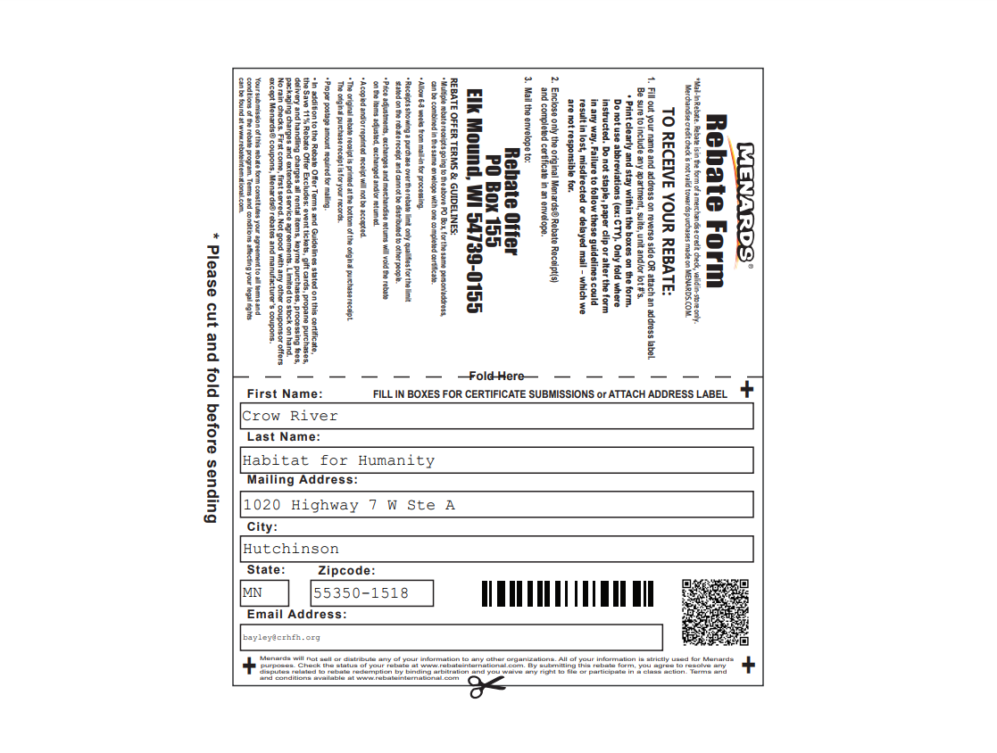 Menards Rebate Printable Form Printable Forms Free Online