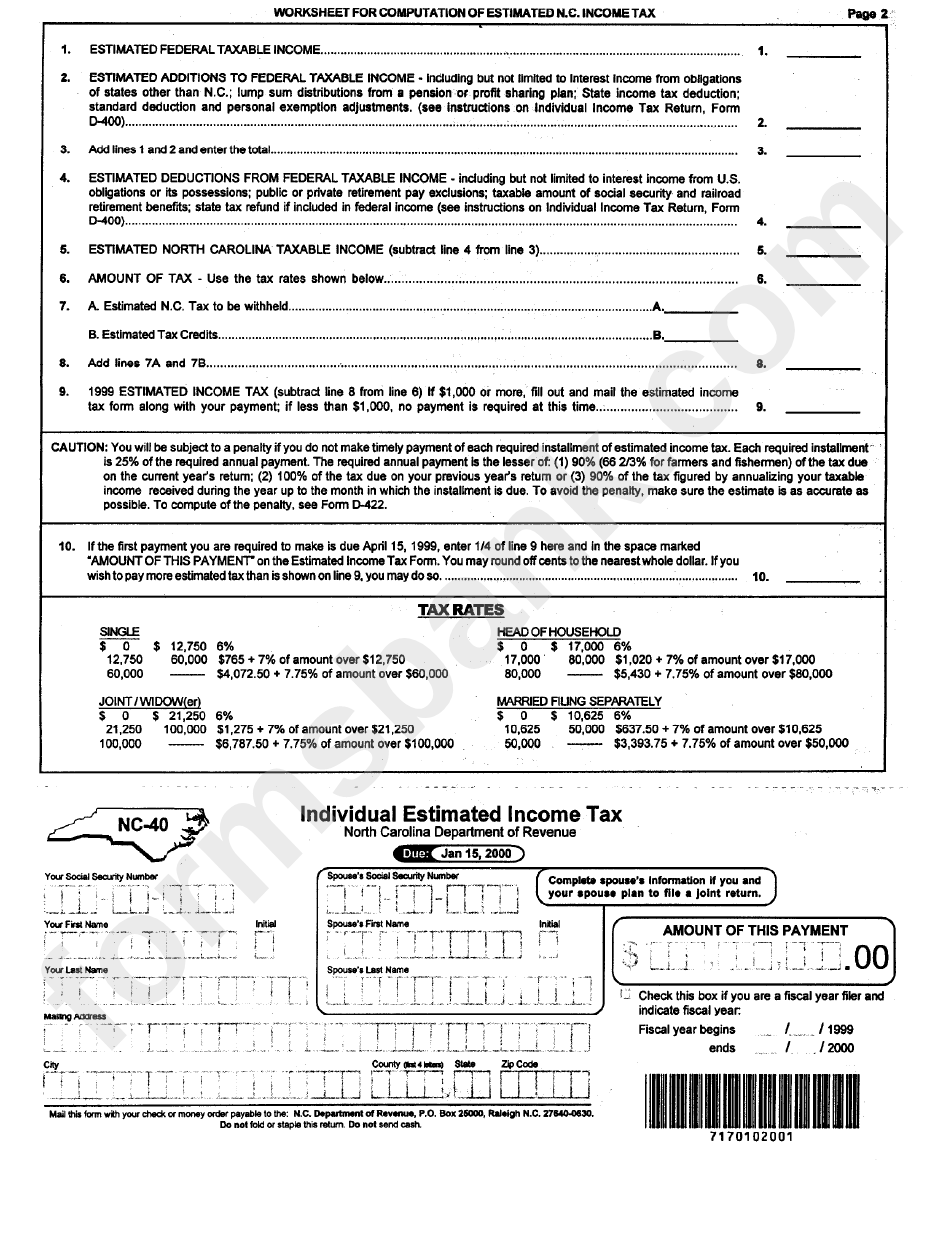 Nc Tax Forms Printable Printable Forms Free Online