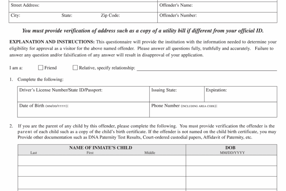 Odrc Visitation Printable Blank PDF Online