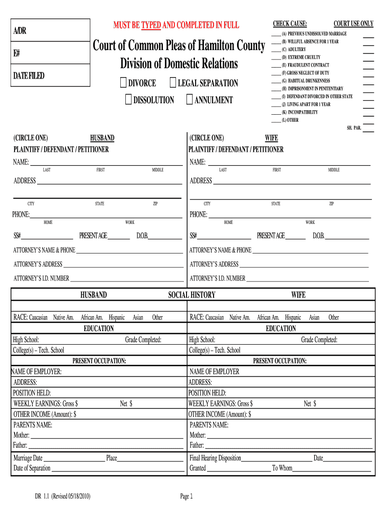 Ohio Divorce Forms Printable Printable Forms Free Online