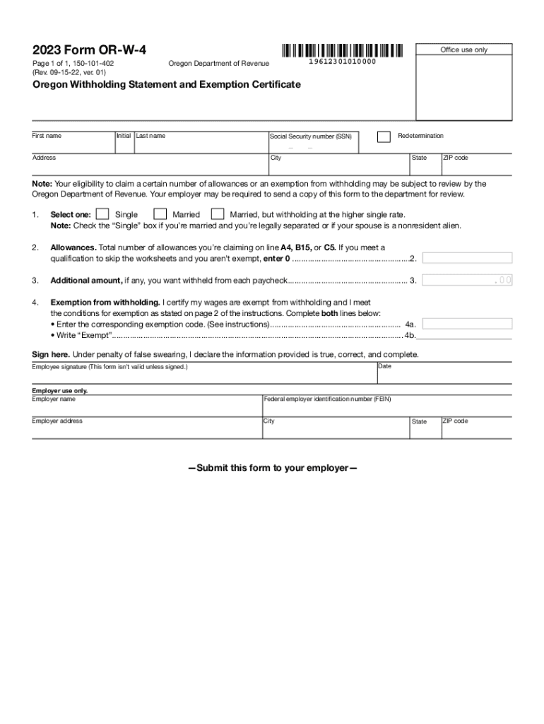 Oregon State W4 Form 2023 Printable Forms Free Online