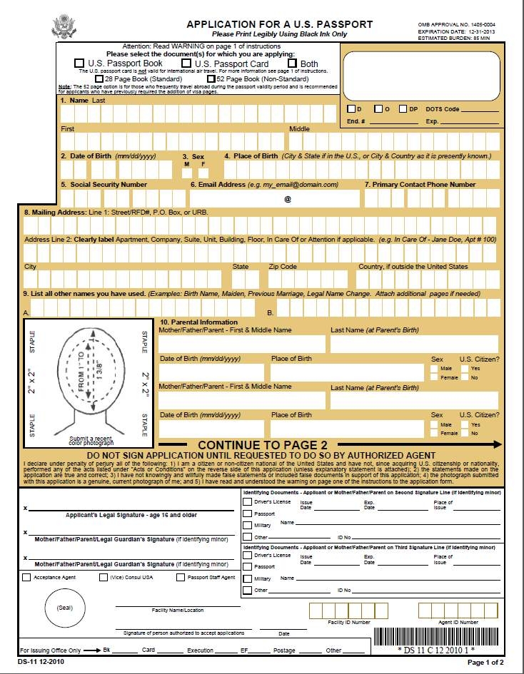 Passport Forms Printable Printable Forms Free Online