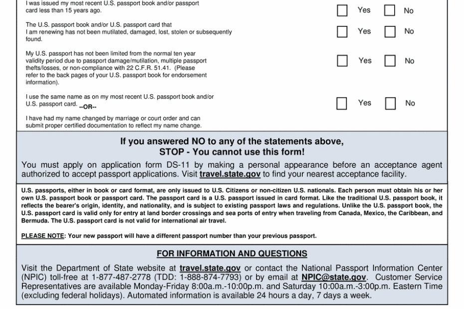 Passport Renewal Form Usa Printable Form 2024