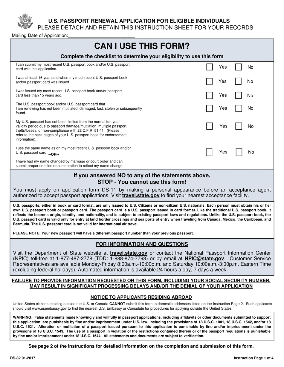 Passport Renewal Form Usa Printable Form 2024
