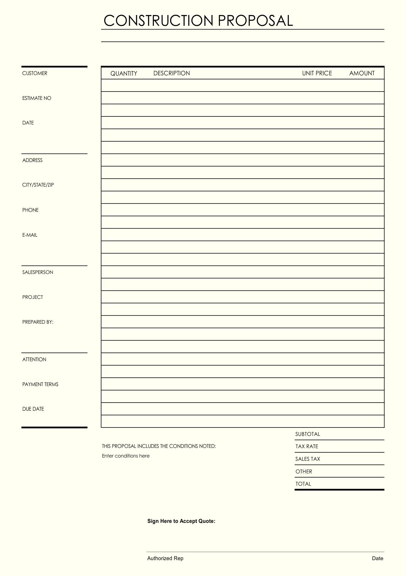 Pdf Free Printable Contractor Bid Forms Printable Forms Free Online