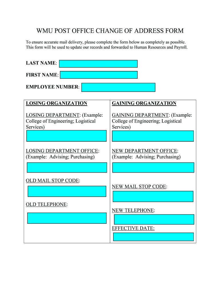 Postal Service Change Of Address Printable Form Printable Forms Free 